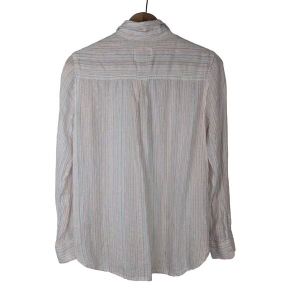 Rails Charli Oahu Rainbow Lurex Metallic Stripe Button Up Blouse Small Linen - Picture 5 of 6